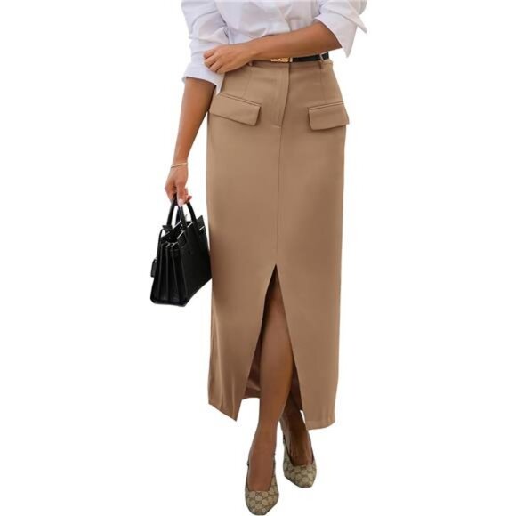 Women High Waisted Maxi Skirt Trendy Summer Slim Business Casual Dresses
